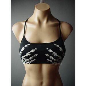 See You Monday Los Angeles Skeleton Hand Crop Bralette (Size M)